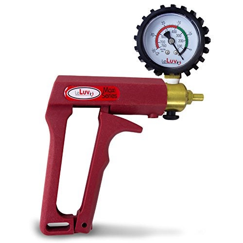 LeLuv Vacuum Pump Maxi Ergonomic Nylon Handle with Release Valve and Rubber Protected Gauge - Black - Image 2