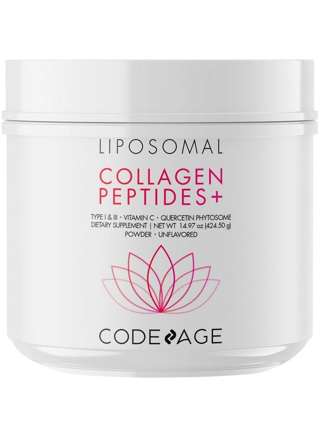 Codeage Liposomal Collagen Peptides Powder + Vitamin C  Quercetin Phytosome Phospholipid Complex Grassfed Pastureraised Hydrolyzed Collagen Type I  Iii Supplement Allinone Nongmo 1497 Oz - Image 1