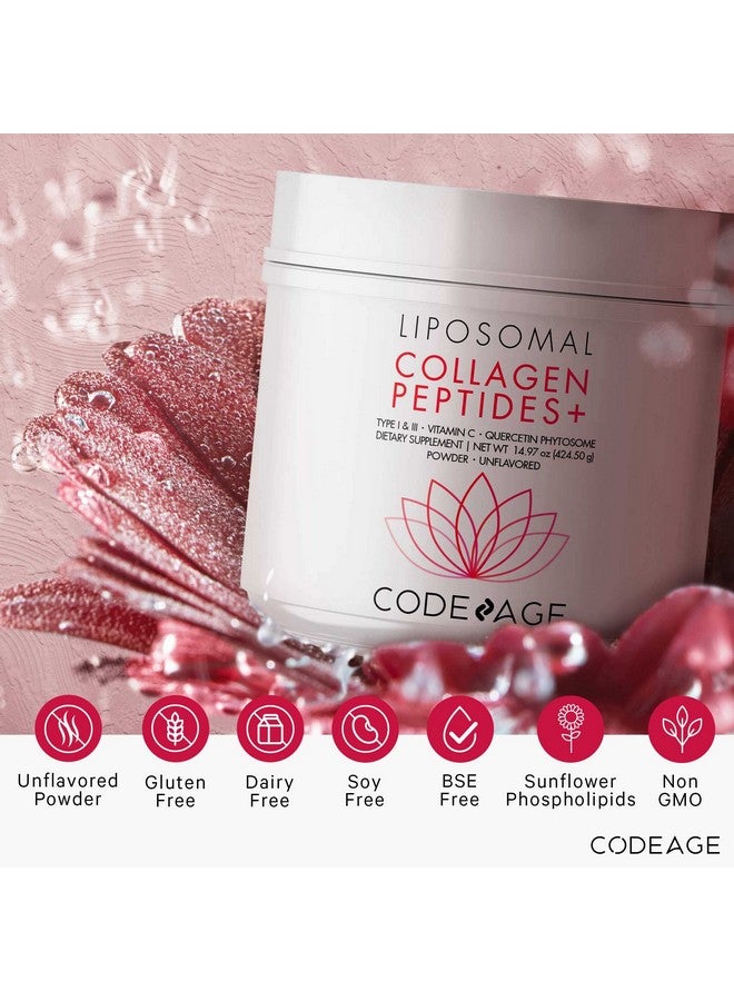 Codeage Liposomal Collagen Peptides Powder + Vitamin C  Quercetin Phytosome Phospholipid Complex Grassfed Pastureraised Hydrolyzed Collagen Type I  Iii Supplement Allinone Nongmo 1497 Oz - Image 3