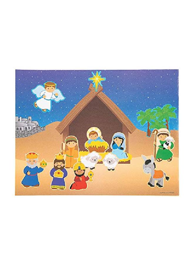 Fun Express Dyo Nativity Sticker Scene For Christmas Stationery Stickers Make A Scene (Lrg) Christmas 12 Pieces - Image 1