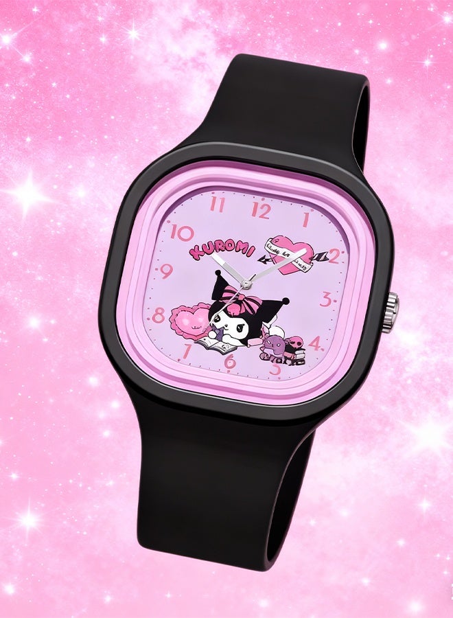Sanrio Black Square Cartoon Sanrio Kuromi Pattern Children's Watch Silicone Strap Suitable for All Ages Kids Gift Watches - Image 4
