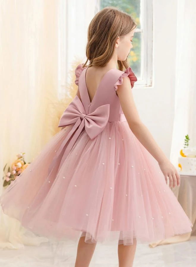 تايك تو فستان حفلات سادة مزينة بربطة فيونكة