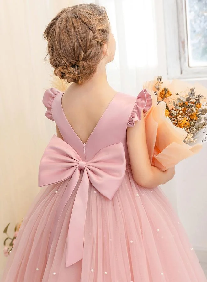 Take Two  Girls Solid Bow Tie Deep V-Back Princess Party Dress for Women | Best Price UAE