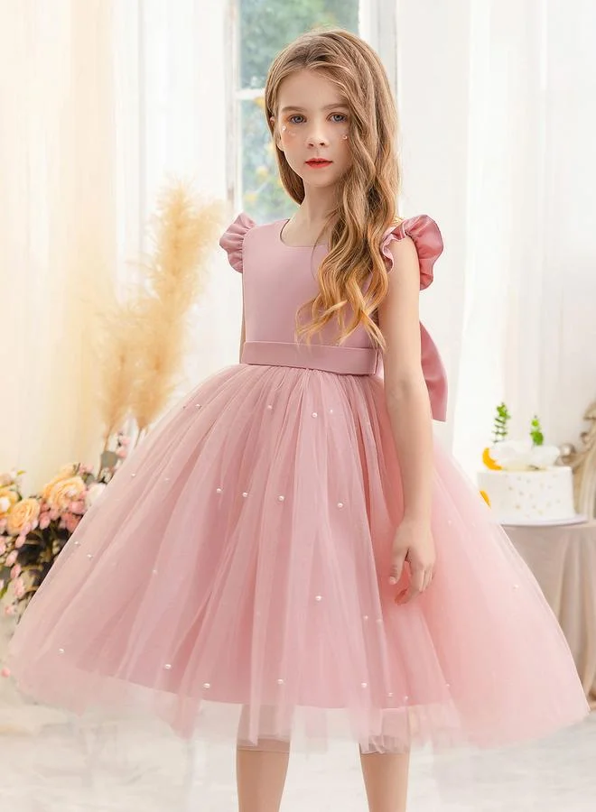 Take Two  Girls Solid Bow Tie Deep V-Back Princess Party Dress for Women | Best Price UAE