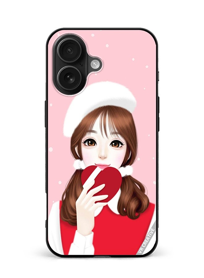 VR CREATIVE Protective Case Cover For Apple iPhone 16 Plus Girl Holding Heart Design Multicolour