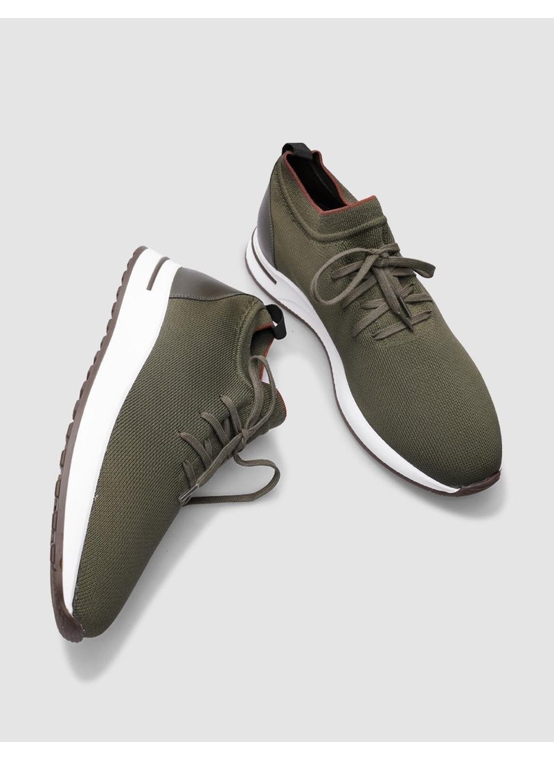 Cabani - Knitwear Khaki Lace-up Men's Sports Shoes - Image 1