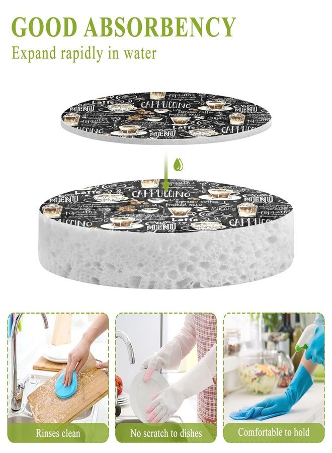 Ceiurey Coffee Maker Milk Cup Mug Black Scrub Sponges Expanding Cappuccino Latte Coco Kitchen Cleaning Sponge Washing Dishes Non-Scratch Compressed Sponges Foam Compostable Pop up Sponges 3 Pieces - Image 3