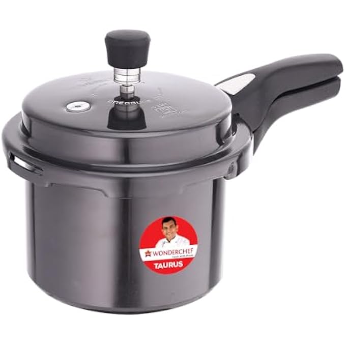 Wonderchef Taurus Hard Anodized Outer Lid Pressure Cooker 3 Liter Cool Touch Handles For Durability Induction Friendly Black 5 Year Warranty Isi Certified - Image 1