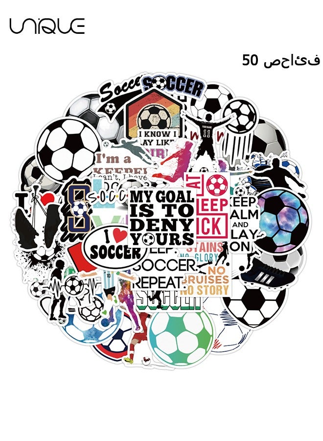 Unique 50 Pcs Football Theme Stickers, Vinyl Waterproof Stickers for Water Bottles Laptop Phone Computer Guitar, Gifts for Teens, Girls, Fans - Image 1