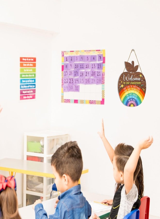 Gwisml Welcome to Our Classroom Sign Wood Hanging Plaque,Inspirational Welcome to Classroom Wall Decor,Back to School Front Door Wall Decor - Image 5