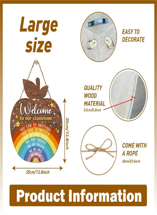 Gwisml Welcome to Our Classroom Sign Wood Hanging Plaque,Inspirational Welcome to Classroom Wall Decor,Back to School Front Door Wall Decor - Image 2