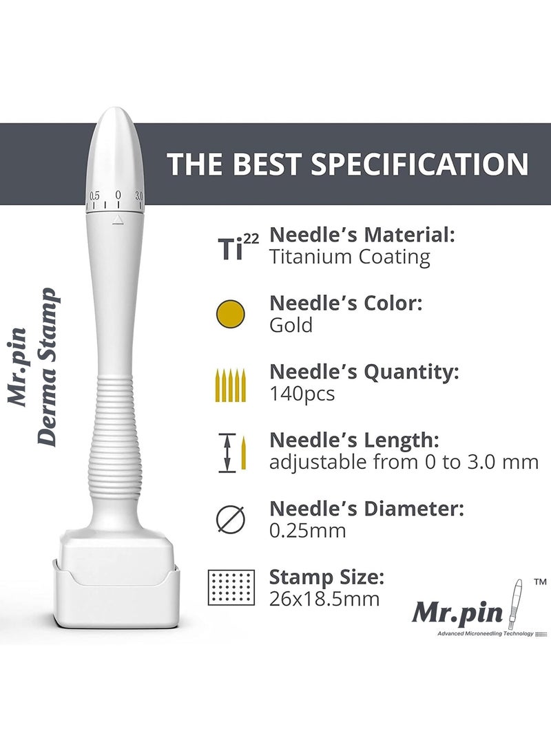 Mr.Pin Original Derma Stamp 140 adjustable pin - Professional microneedling pen for Women & Men - Titanium Micro needling derma stamp - Image 4