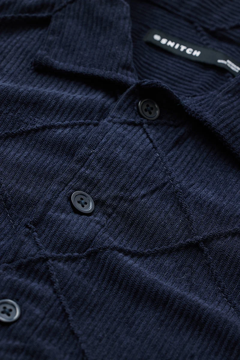 SNITCH قميص خارجي قطيفة مريح بلون كحلي