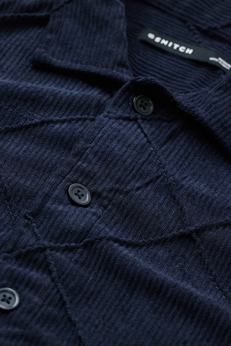 سنيتش قميص خارجي قطيفة مريح بلون كحلي