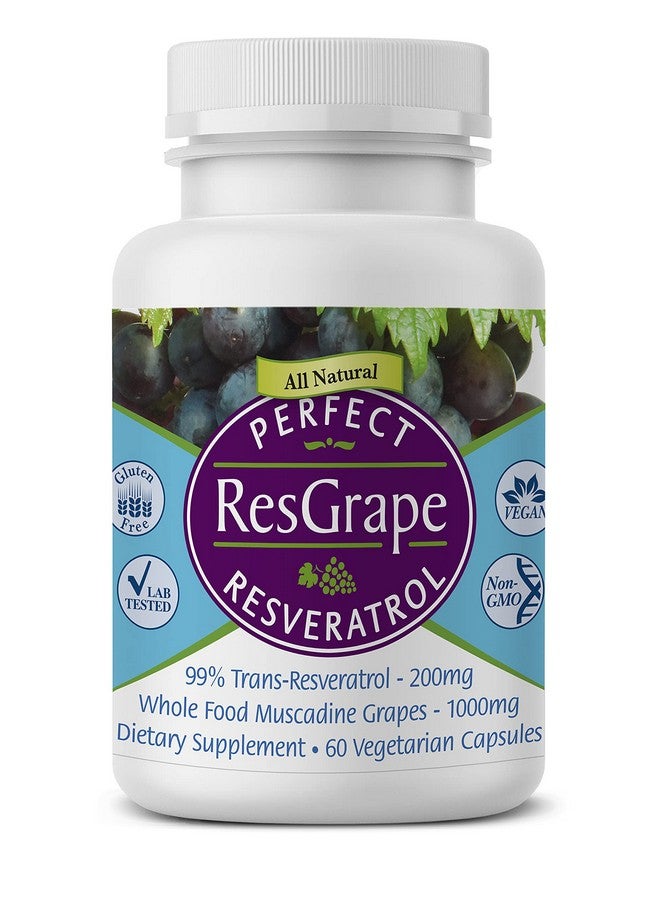 Perfect Supplements - Perfect ResGrape Resveratrol - 60 Veggie Capsules - Trans-Resveratrol & Organic Muscadine Grape - Image 1