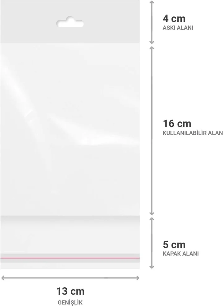 Ambalaj Pazarı Packaging Market Hanger (Mexican Hat) Transparent Opp Bag with Tape 13 x 16 9 cm - 500 PIECES