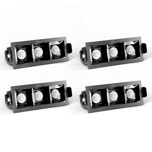Murphy Aluminium 6W Black Finish Square Laser Led Ceiling Cob Spot, Focus, Down Ceiling Light, Ceiling Pop Light (Warm White, Pack Of 4), With 2 Years Warranty - Image 1