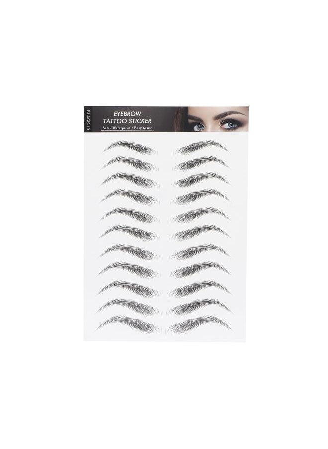 Generic - Eyebrow Tattoo Sticker, Hair-Like Authentic Eyebrows, Long Lasting Waterproof Natural False Eyebrows Makeup Sticker for Women Girls(BLACK-10) - Image 1