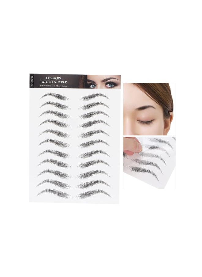 Generic - Eyebrow Tattoo Sticker, Hair-Like Authentic Eyebrows, Long Lasting Waterproof Natural False Eyebrows Makeup Sticker for Women Girls(BLACK-10) - Image 1