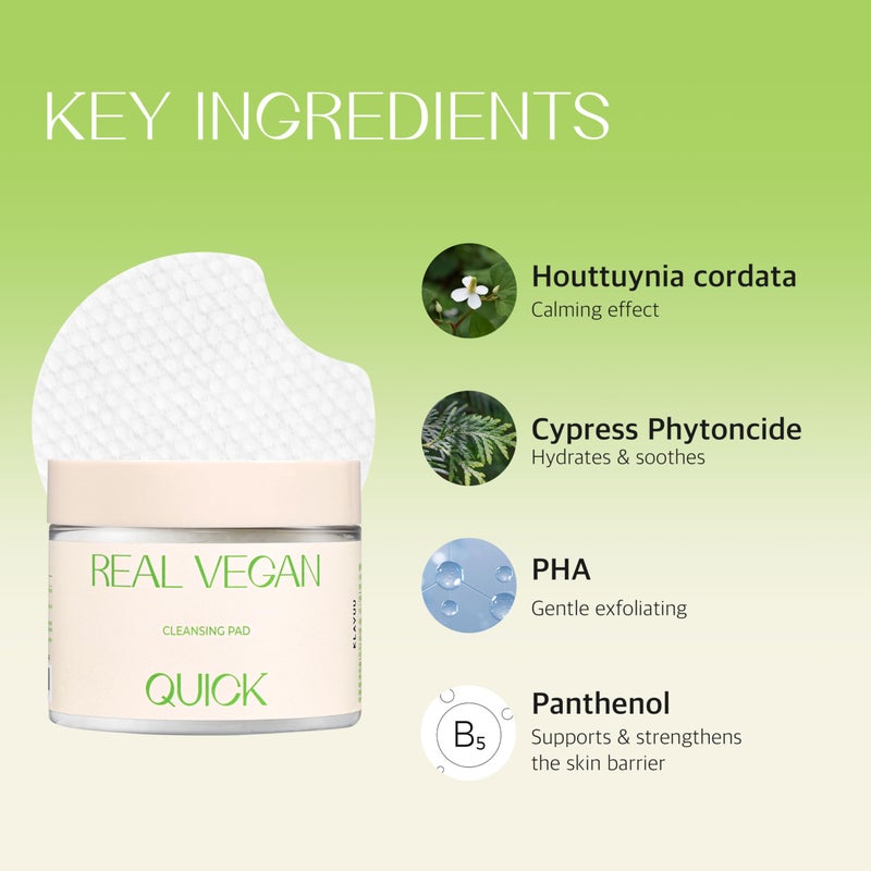 Klavuu REAL VEGAN QUICK CLEANSING PAD â€“ Gentle Makeup Remover, Deep Pore Cleansing, Soothing & Moisturizing Formula, Hypoallergenic, Ideal for Sensitive Skin â€“ 50counts - Image 4