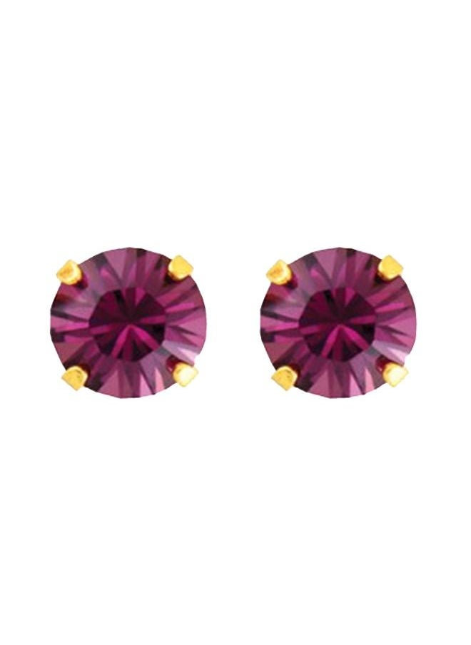 Studex - 5MM February Amethyst 24K Pure Gold Plated Ear Studs - Image 1