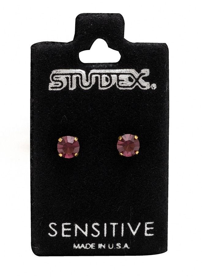 Studex - 5MM February Amethyst 24K Pure Gold Plated Ear Studs - Image 1