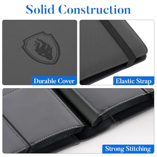 Fabmaker Premium 9 Pocket Card Binder for 540 Cards Fabmaker PU Cover Trading Card Binder Sturdy Card Collection Album Sleek Card Holder Folders for Game Cards Sports Cards Grey - Image 5