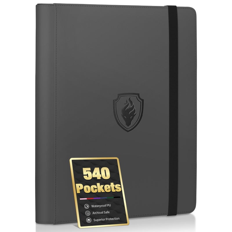 Fabmaker Premium 9 Pocket Card Binder for 540 Cards Fabmaker PU Cover Trading Card Binder Sturdy Card Collection Album Sleek Card Holder Folders for Game Cards Sports Cards Grey - Image 3