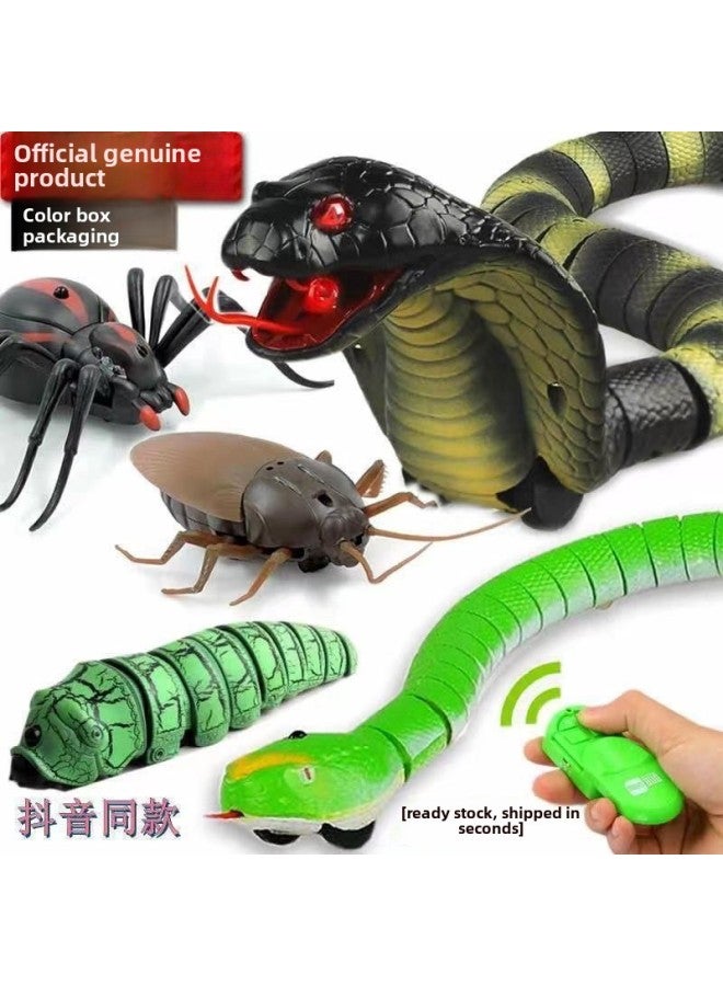 Cobra Trembles With Real Remote Control Caterpillar Reptile Insect Electric Cockroach Trick Toy-Color:Remote Control Version Of Caterpillar Color Optional_official Standard Configuration