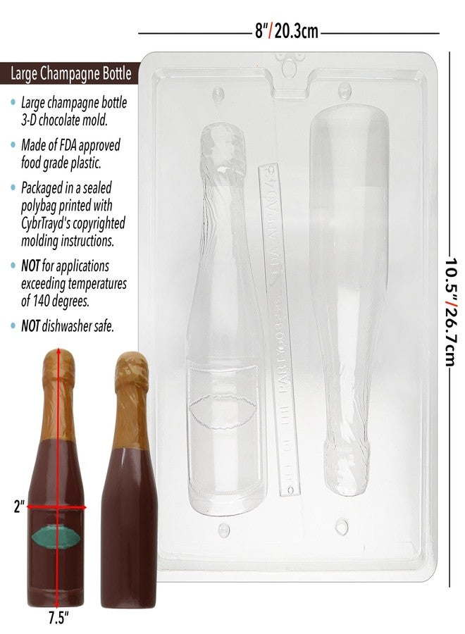 Cybrtrayd Life of the Party Large Champagne Bottle Chocolate Candy Mold in Sealed Protective Poly Bag Imprinted with Cybrtrayd Molding Instructions - Image 2