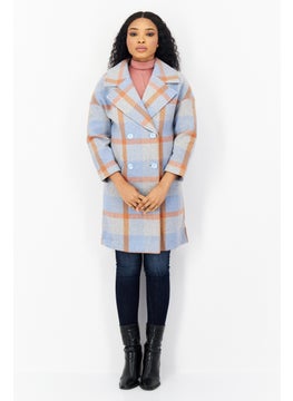 VERO MODA Women Checked Long Sleeve Trench Coat, Rust  - Image 4