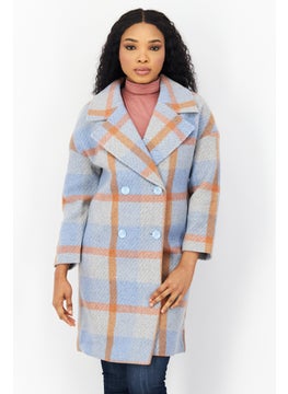 VERO MODA Women Checked Long Sleeve Trench Coat, Rust  - Image 1