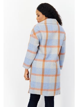 VERO MODA Women Checked Long Sleeve Trench Coat, Rust  - Image 3