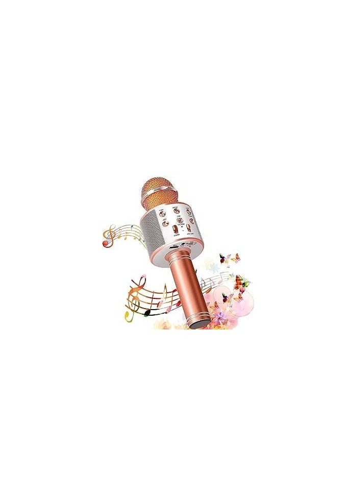 Generic - 5-In-1 Wireless Bluetooth Karaoke Microphone Recorder, Speaker, Handheld Microphone With Adjustable Fm Remix Radio For Kids And Teens Girls And Boys (Rose Gold) - Image 1
