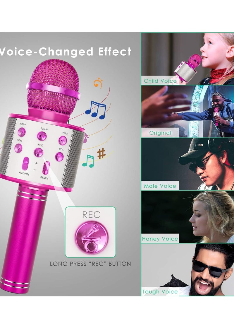 Generic - 5-In-1 Wireless Bluetooth Karaoke Microphone Recorder, Speaker, Handheld Microphone With Adjustable Fm Remix Radio For Kids And Teens Girls And Boys (Rose Gold) - Image 1