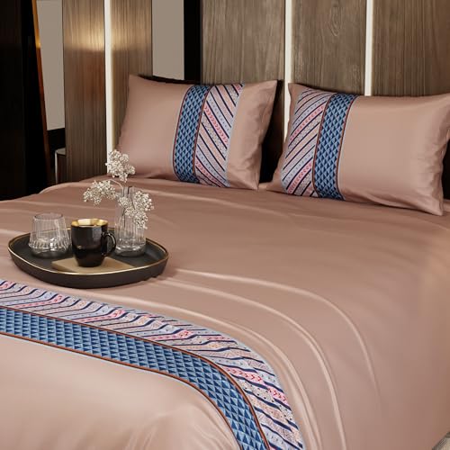 Stoa Paris 300TC UltraSatin Super Size 3 Piece Bedding Set, 274cm x 274cm Ideal for King & Double Bed, Gentle on Skin & Hair, Fade & Wrinkle Resistant, Quick Dry, Versailles - Champagne - Image 2