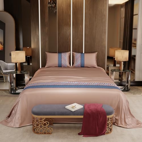 Stoa Paris 300TC UltraSatin Super Size 3 Piece Bedding Set, 274cm x 274cm Ideal for King & Double Bed, Gentle on Skin & Hair, Fade & Wrinkle Resistant, Quick Dry, Versailles - Champagne - Image 3