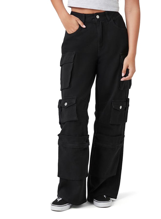 FOREVER 21 Twill Wide-Leg Cargo Pants - Image 2