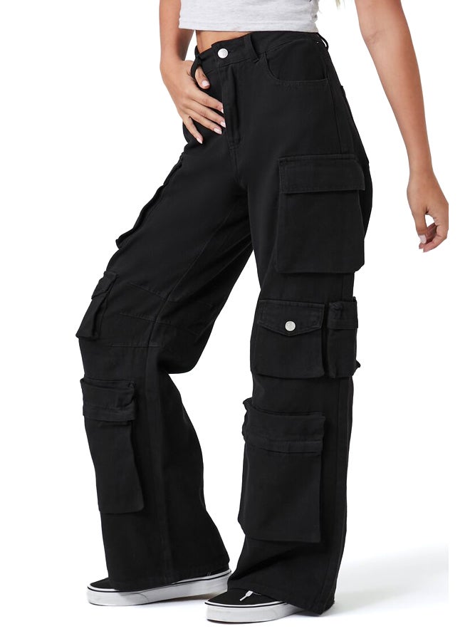 FOREVER 21 Twill Wide-Leg Cargo Pants - Image 3