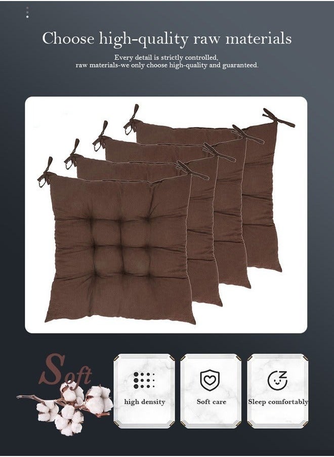 Aikenn Chair Pads Seat Cushion with Ties Square Floor Chair Seat Pads Solid Thicken Comfortable Tufted Seat Cushion Reading Cushion Pad (Coffee)  - Image 4