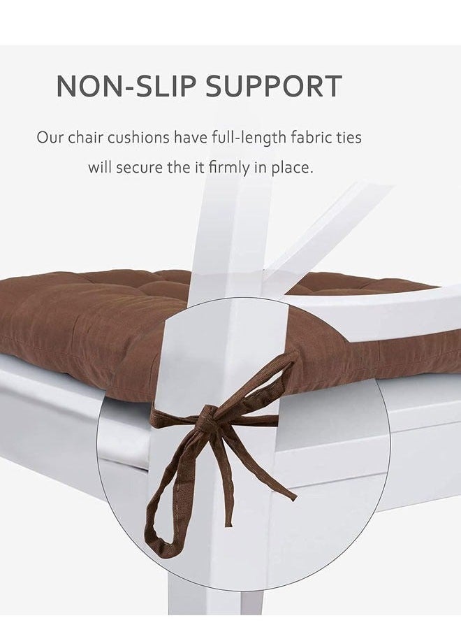 Aikenn - Chair Pads Seat Cushion with Ties Square Floor Chair Seat Pads Solid Thicken Comfortable Tufted Seat Cushion Reading Cushion Pad (Coffee) - Image 1