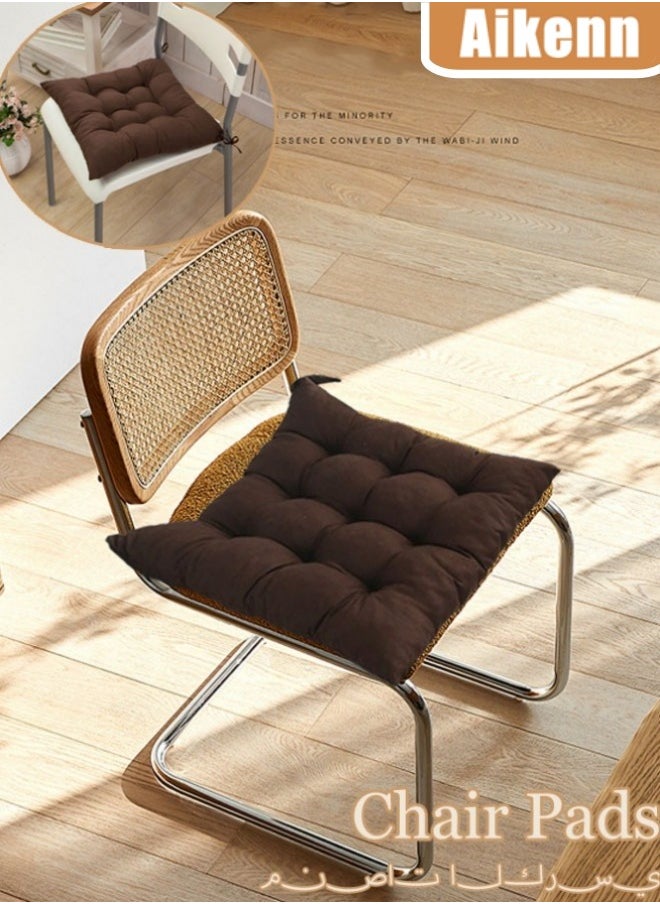 Aikenn Chair Pads Seat Cushion with Ties Square Floor Chair Seat Pads Solid Thicken Comfortable Tufted Seat Cushion Reading Cushion Pad (Coffee)  - Image 1