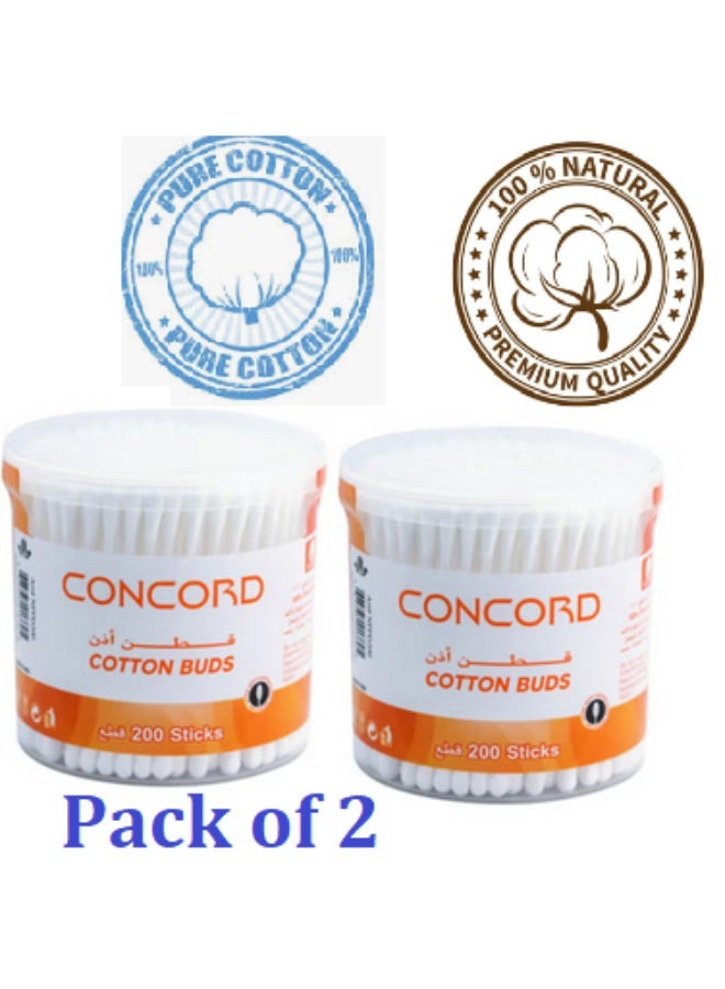 concord Pure and Soft Cotton buds -Orange-400 pieces (200 pcs * 2 box) - Image 1