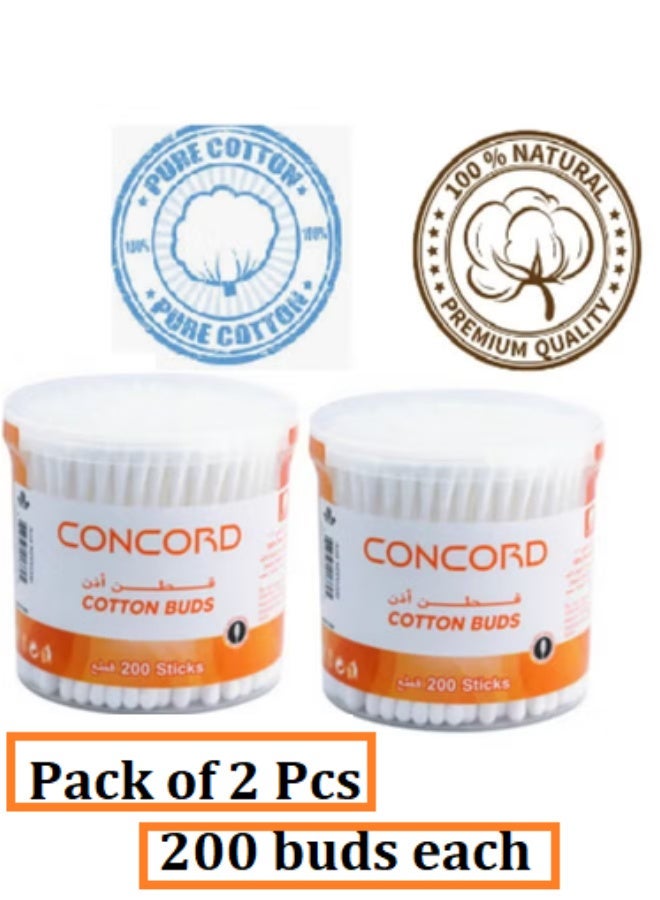 concord Pure and Soft Cotton buds -Orange-400 pieces (200 pcs * 2 box) - Image 1