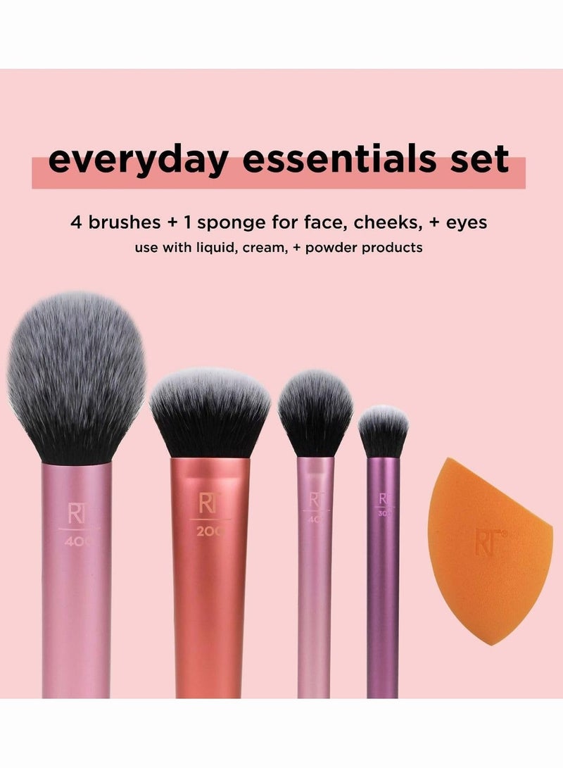 أر تي مجموعة فرش مكياج متعددة الاستخدام مكونة من 5 قطع، فرشاة كريم أساس وأحمر الخدود وخافي عيوب العين، متعددة الألوان - Image 2