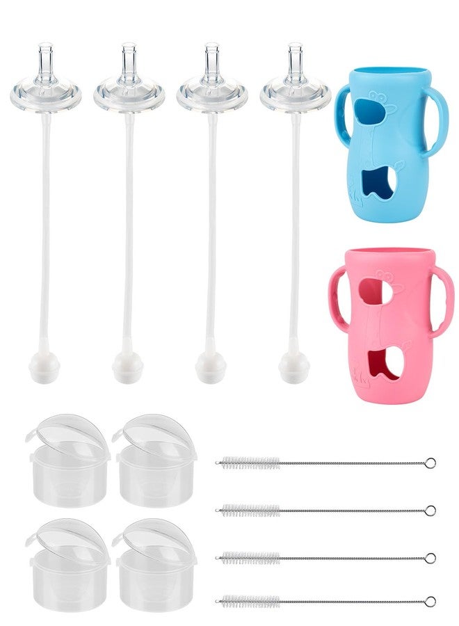 joyfeed Straw Cup Conversion Kit for Avent Natural Glass Baby Bottle 8oz – Includes Handle, Silicone Sleeve for Anti-Breakage, Straw Nipple & Weighted Straw - Image 1