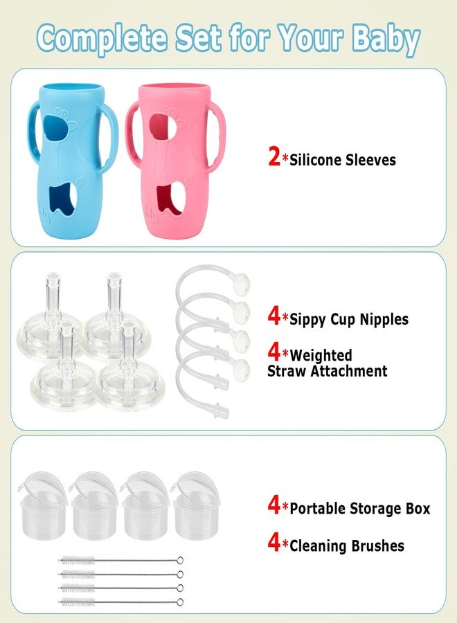 joyfeed Straw Cup Conversion Kit for Avent Natural Glass Baby Bottle 8oz – Includes Handle, Silicone Sleeve for Anti-Breakage, Straw Nipple & Weighted Straw - Image 5