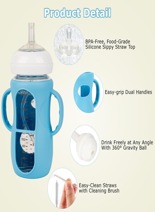 joyfeed Straw Cup Conversion Kit for Avent Natural Glass Baby Bottle 8oz – Includes Handle, Silicone Sleeve for Anti-Breakage, Straw Nipple & Weighted Straw - Image 3