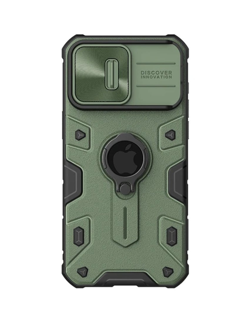 Nillkin iPhone 15 Pro Max CamShield Armor Case with Slide Camera Cover  Impact-Resistant Bumpers Protective Case with Ring Kickstand for iPhone 15 Pro Max (Green) - Image 1