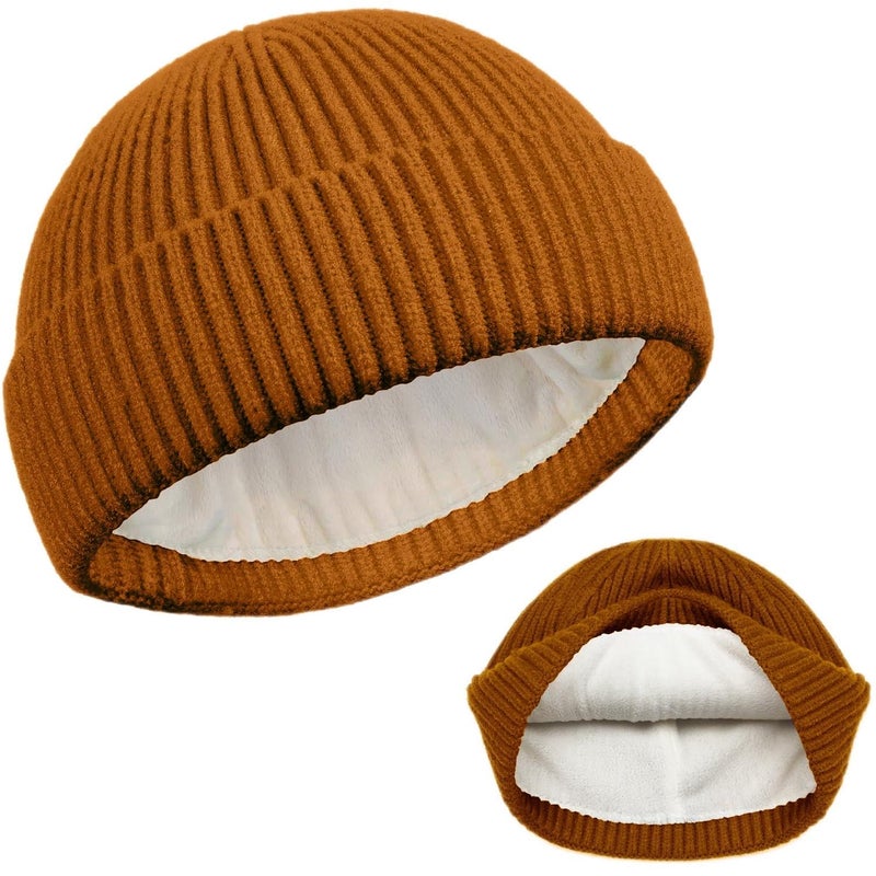 ROYBENS 1pcs Thick Short Fisherman Beanie Knit & Fleece Winter Warm Hat with Men Women - Image 1